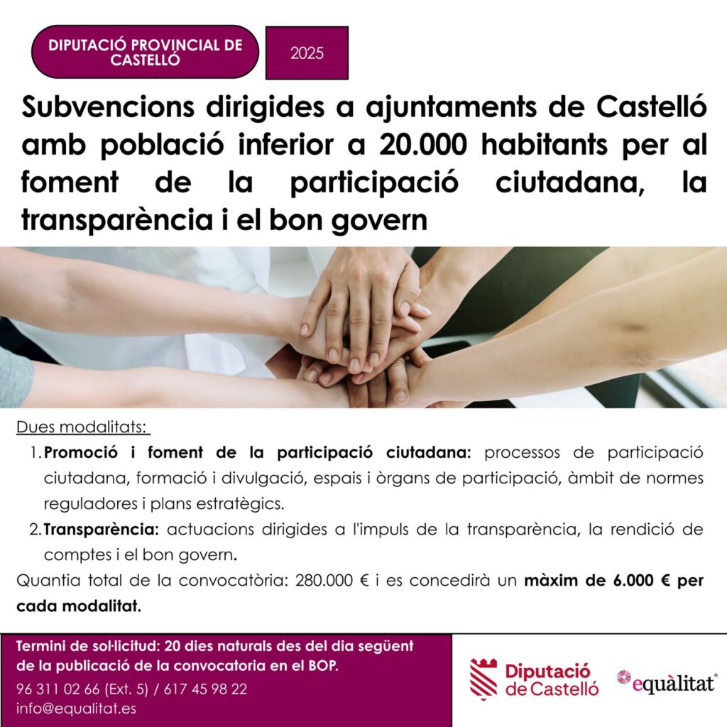 Subvencions: participació ciutadana - transparència i el bon govern