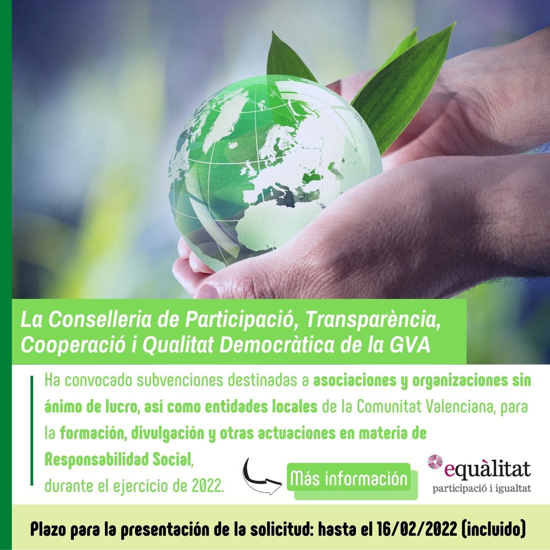 Subvenciones en materia de Responsabilidad Social.GVA 2022 EQUÀLITAT